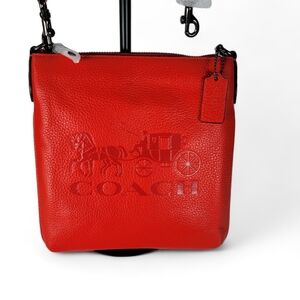 NWT - COACH Jes Slim Leather Crossbody Carriage Front Logo - Miami Red